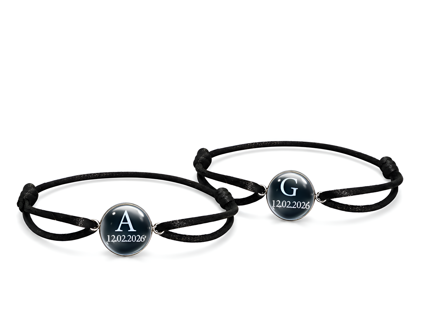 Personalisiertes Pärchen Armband Set Classic – Initialen & Datum