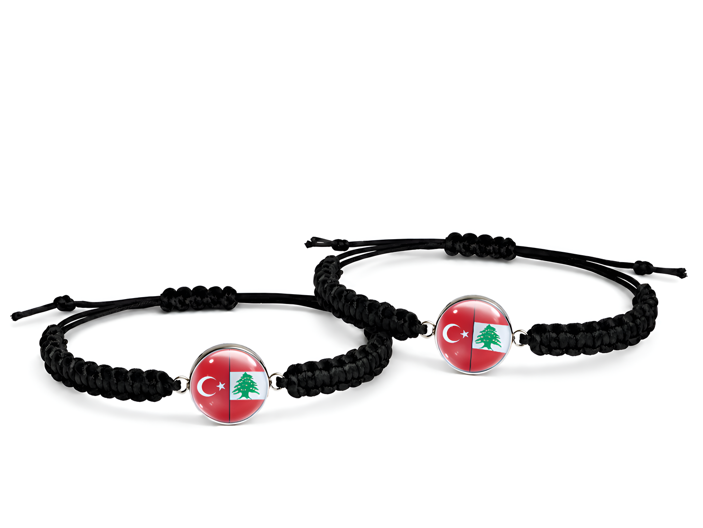 Personalisiertes Pärchen Armband Set Makramee – Länder