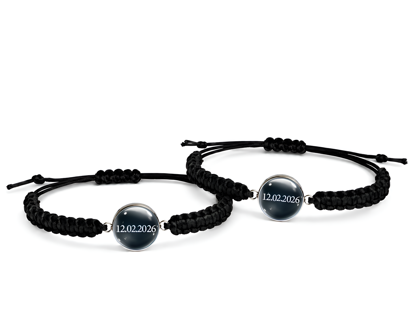 Personalisiertes Pärchen Armband Set Makramee – Datum