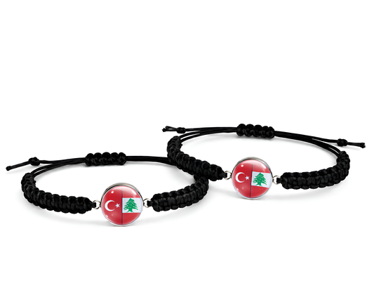Personalisiertes Pärchen Armband Set Makramee – Länder